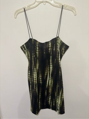 Sleeveless Olive Green Tie-Dye Dress